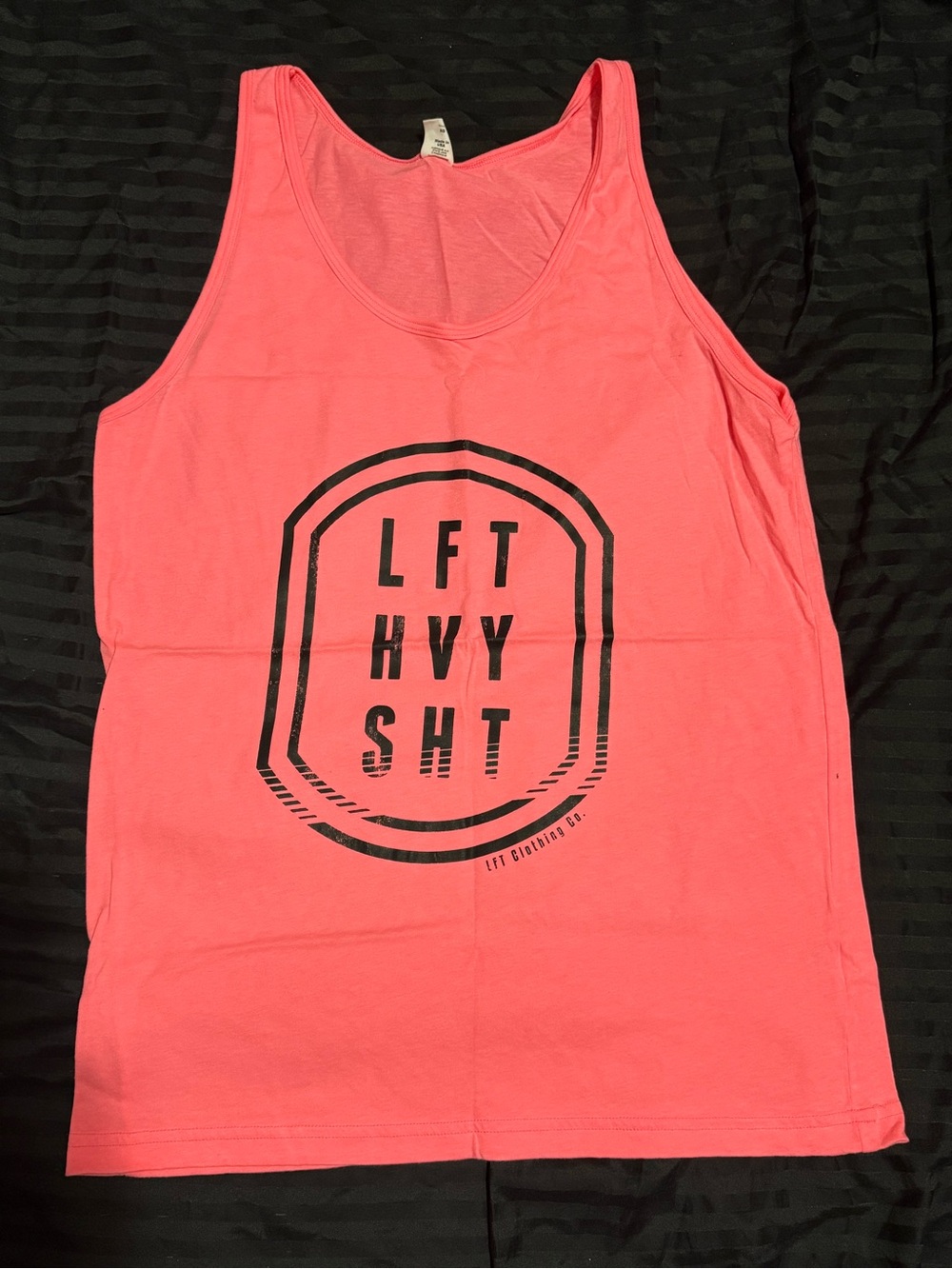 American Apparel Neon Coral Tank Top with Black Graphic